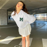 Amozae  Harajuku White Oversized Sweatshirt Women Korean Fashion Button Turn-down Collar Pullovers Loose Cute Top Clothes