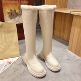 Fashion Warm Thigh High Boots Women Platform Shoes Thick Soled Female Knee High Boots Winter Plush Ladies Long Motorcycle Boots