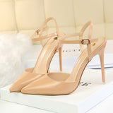 Amozae-Women 10.5cm High Heels Gold Sandals Lady Shiny Leather Stripper Strap Sandles Female Wedding Bridal Prom   Fetish Red Shoes