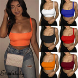 Amozae-Women Solid Strappy Tank 2024 Vest Crop Top Summer Beach Party Sleeveless Slash Neck Tanks Woman Girls Bralette Tank Top