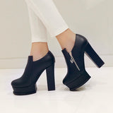 DoraTasia New Ladies Thick High Heels Pumps Fashion Zipper Shallow Platform Pumps Women   Party Office   Shoes Woman