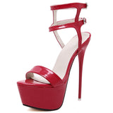 Size 34-45 Pu Leather High Heels Sandals 16cm Stripper Shoes Summer   Wedding Party Shoes Women Gladiator Platform Sandals