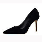 Amozae- Women's Shoes 9CM Pumps Fashion Simple Stiletto With High-Heeled Shallow Mouth Pointed Suede   Slimming Professional OL