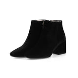 Amozae Brand Velvet Women's Ankle Boots 2022 Winter Fashion Women Boots Thick Med Heel Short Shoes Woman Large Size Black Red Green