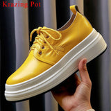 Back to College Krazing Pot soft natural leather round toe high bottom lace up sneakers concise style ventilated leisure vulcanized shoes L26