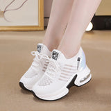 Amozae White Running Shoes Women Breathable Sport Shoes Women Air Cushion Fitness Trainers Jogging Shoes Women Chunky Platform Sneakers A16