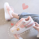 Amozae Women Sneakers White Pink Tennis Cute Lovely Girl Casual Shoes Female Student Blue Low Top Platform Flats Ladies Vulcanize Shoes