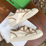 QWEEK Sneakers Women White Harajuku Vintage Casual Platform Canvas Sport Shoes Tennis Flats Designer Korean Rubber Vulcanize