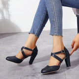 New Roma Pumps Women Sandals High Heels Ankle Strap Summer Hemp Buckle Strap Pumps Casual Slip-on Shoes Plus Size