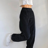 Amozae- Black Casual Corduroy High Waist Harem Pants Women Autumn Skinny Pocket Trousers Ladies Fashion Streetwear Joggers