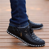 Amozae Men PU Leather Shoes Men's Casual Shoes Breathable Light Weight White Sneakers Driving Shoes Pointed Toe Business Men Shoes