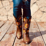 Back to College Women's Boots Mid-Calf Cowboy Boots Embroidery Western Autumn Boots for Women Vintage Female Shoes Luxury PU Leather Boots 35-43