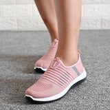 Amozae-  Woman Casual Slip on Vulcanized Shoes Women Flat Shoes Knit Female Mesh Soft Breathable Women's Footwear for Ladies Sneaker