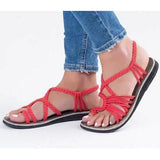 Back to school Amozae  Women Flip Flop Sandals Summer Woman Cross Flats Ladies Mixed Color Women's Casual Female Sewing Beach Shoes Plus Size 44