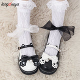 Amozae Sweet Lolita shoes kids 2022 new autumn Lolita shoes bow flat bottom uniform JK shoes cute