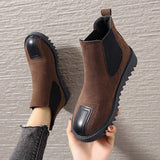 Amozae-  2024 Autumn Winter New Women Chelsea Booties Flat Female Short Tube Platform Retro Plus Velvet Cotton Shoes Woman Ankle Boots