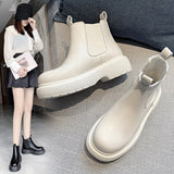 New Luxury Chelsea Boots Women Ankle Boots Chunky Winter Shoes Platform Ankle Boots Slip on Chunky Heel  Boot Brand Designer