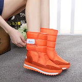 Snow boots women shoes 2021 hook & loop mid-calf women winter boots round toe solid warm plush shoes woman zapatos de mujer