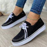 Back to school Amozae  2022  Women Lace Up Sneakers Women's Sports Flats Women Casual Vulcanized Ladies Comfortable Brogue Canvas Denim Shoes Plus Size