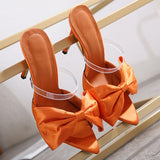 Amozae-Luxury Design Slides Women 11.5cm High Heels Pointed Toe Mules Fetish Summer Sandals Lady Heels Slipper Bowknot Stripper Shoes