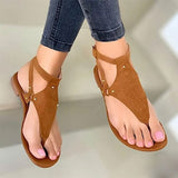 Amozae- Summer Gladiator Women Flat Sandals Open Toe Casual Beach Ladies Shoes Bohemian Buckle Strap Roman Sandals Flip Flops