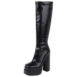 Amozae-  Christmas Gift Female Motorcycle Boots For Women Platform Chunky Heel Fashion   High Quality Boot Platform Chunky Heel Black women's Shoes 06-23