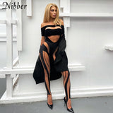 Nibber Y2K High Street Casual Pants For Women See through Skinny Stretch Trousers Autumn Club Streetwear Female Leggings Pants