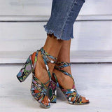Gladiator Sandals Woman Summer Vintage Snakeskin Women Lace ladies Shoes Peep Open Toe Sandals Pumps   Plus Shoes Size 34-43