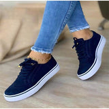 Back to school Amozae  2022  Women Lace Up Sneakers Women's Sports Flats Women Casual Vulcanized Ladies Comfortable Brogue Canvas Denim Shoes Plus Size