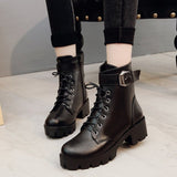 Fashion Leather Boots Woman shoes Winter Warm Lace-up Ankle Boots For Woman High Quality Waterproof Platform Boots 2021