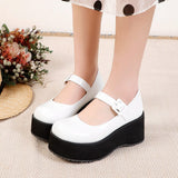 Amozae Brand New Female 2022 Spring Platform Pumps Wedges High Heels Buckle Pumps Women Lolita Gothic Concise Shoes Woman