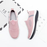 Amozae-  Woman Casual Slip on Vulcanized Shoes Women Flat Shoes Knit Female Mesh Soft Breathable Women's Footwear for Ladies Sneaker