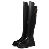 Krazing pot high quality cow leather platform thigh high boots round toe casual winter shoes zip dress over the knee boots L92