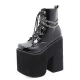 Amozae  Height 17Cm Nightclub Stage Ankle Booties Women Extreme Thick Platform Heel Gothic Punk Shoes Girls   Chain Party Boot