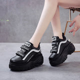 2022 Thick Bottom Chunky Sneakers Women White Black Patchwork High Platform Shoes Woman Casual Autumn Winter Wedges Footwear