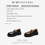 Graduation Gift Big Sale Thick-soled English Leather Shoes Women's Spring 2022 New Mary Jane Round Toe Retro Single Shoes Genuine Leather Vintage