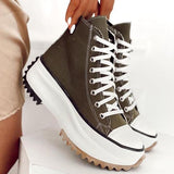 New Women's Vulcanize Shoes Fashion Platform High Canvas Shoes Casual Sports Shoes Ladies Comfortable Lace Up Sneakers women