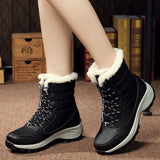 Amozae-Winter Shoes Women Boots Plus Size 42 Waterproof Platform Boots For Women Snow Boots Women Winter 2024 Botas Mujer Black White