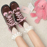 Amozae-- 2024 New Fashion Autumn Winter Ankle Lace Up Boots Big Size 43 Comfy Walking Sweet Lovely Lolita Cossplay Dress Cross Tied Shoes