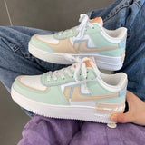 Amozae 2022 Woman Canvas Sneakers Vulcanize Shoes Kawaii Candy Color Girls' Lolita Shoes Fashion Zapatillas Mujer Patchwork Thick Flat