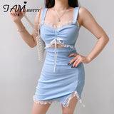 Amozae--hoco dresses   Sweet Y2K  Lace Slip Dress Party Holiday Sleeveless Mini Wrap Bandage Kawaii Dresses Lolita Robe   Outfit Aesthetic