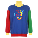 Amozae-  Rainbow Letter Print Oversize Hoodies Women Color Patchwork Long Sleeve Pullove Streetwear Autumn Aesthetic Sweatshirt