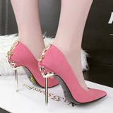 Amozae-2024 Woman Extreme 10cm High Heel Pumps Female Flock Velvet Pointed Toe Fetish Metal Heels Lady Footwear Scarpins Green Shoes