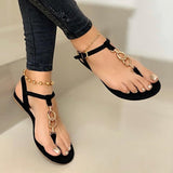 Back to College SHY 2023 Women Fashion Flip Flops Summer Sandals Solid Buckle Flats Women Shoes Beach Roma Casual Ladies Plus Size