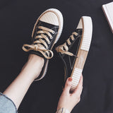 Amozae  Low-cut Canvas Shoes for Women 2022 Autumn New Fashion Vulcanized Shoes female Flats Casual Sneakers Lace-Up Little White Shoes