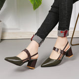 Amozae    Sandals Hollow Coarse Sandals High-Heeled Shallow Mouth Pointed Pumps Female   High Heels Large Fashion Woman Shoes