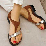 Amozae- Women's Sandals Women Summer Shoes Beach Low Heel Clip Toes Buckle Strap PU Leather Female Sandalias Ladies Casual