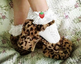 Amozae Fashion Round Toe Leopard Fuzzy Square Heels Marry Janes Pumps Buckle Strappy Sweet Cute Plush Spring Autumn Comfy Shoes Women A12