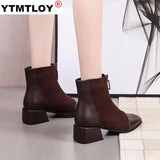 Amozae--Christmas Gift Women's Boots Autumn Boots-women Zipper Shoes Luxury Designer Booties Ladies Ankle 2024 Med Rubber Rock Fashion Fabric Solid