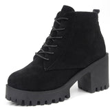 Matte  boots High Heels Lace Up Ankle Boots For Women Shoes Black Platform Boot botines mujer  Winter botines